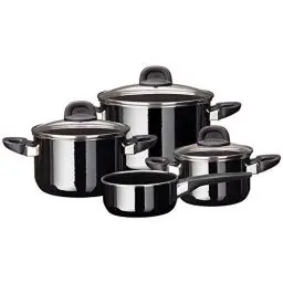 Produktbild: Silit Modesto Line Topfset Induktion 4-teilig, Kochtopf Set mit Glasdeckel, Silargan Funktionskeramik, Induktions Töpfe Set nickelfrei, schwarz