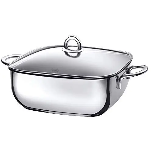 Produktbild: Silit Studio Bräter mit Deckel backofengeeignet, 29 x 29 x 10 cm, Schmortopf Induktion, Edelstahl beschichtet, Glasdeckel