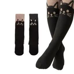 Produktbild: Silkglory Strumpfhose Mädchen Sportleggings für Kinder mädchen Strickstrumpfhose aus hochwertiger Baumwolle Tights mit Hoher Taille und süßem Katzenmuster,2 Stück,3-5 Jahre