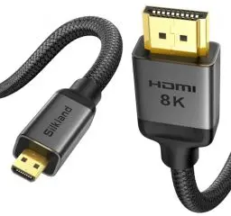 Produktbild: Silkland 10K 8K 4K Micro HDMI auf HDMI 5M, (8K@60Hz, 4K@120Hz) Micro HDMI 2.1, 48Gbps, HDR, eARC Kompatibel für Raspberry Pi 5 4, Kameras, Go Pro Hero, Monitor, Laptops, Cam Link, Samsung G8 G9, TV