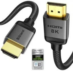 Produktbild: Silkland 10K 8K HDMI Kabel Kurz 50cm, Zertifiziertes HDMI® 2.1 Kabel eARC für Soundbar, PS5 HDMI Kabel 4K@120Hz/144Hz, HDR10, Dolby Atmos, DTS:X, 48Gbps für Roku TV/HDTV/Beamer/Fire TV/Laptop