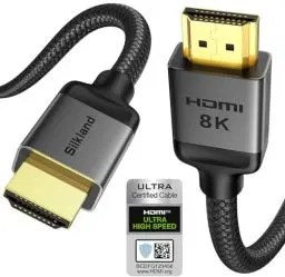 Produktbild: Silkland 10K 8K HDMI 2.1 Kabel 2m, Zertifiziertes HDMI®Kabel 4K@144Hz/120Hz 8K@60Hz, eARC, HDR10, Dolby Atmos, 48Gbps, HDCP2.3 für HDTV/Soundbar/PS5/Blu-ray/Switch/Beamer/Laptop/Display/TV Box/PC