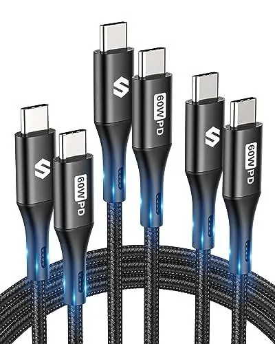 Produktbild: Silkland USB Kabel 3Pack (1M+2M+2M), 60W 20V/3A PD 3.0 QC4.0 USB C auf USB C Ladekabel für iPhone 16/15 Pro Max, Samsung Galaxy S25 S24 S23, iPad Pro/Air/Mini, MacBook Pro/Air, Pixel