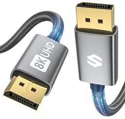 Produktbild: Silkland 8K Displayport Kabel 1.4 2M (VESA-Zertifiziert), 4K@144Hz, 2K@240Hz/165Hz/144Hz, 8K@60Hz, HBR3 32.4Gbps, HDR, DSC 1.2, HDCP 2.2, G-Sync&FreeSync, DP 1.4 Kabel für Gaming-Monitor, Grafikkarte