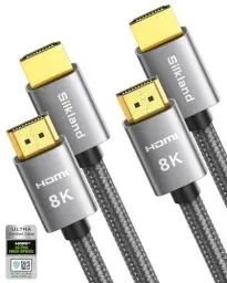 Produktbild: Silkland 8K HDMI 2.1 Kabel 3m, 2Pack Zertifiziertes HDMI® Kabel 48Gbps, PS5 HDMI Kabel 4K@120Hz/144Hz, eARC HDR10 Dolby Atmos DTS:X HDCP2.3 für HDTV/Soundbar/Blu-ray/Beamer/Laptop/Display/PC/Switch