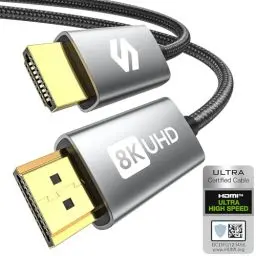 Produktbild: Silkland 8K HDMI Kabel Kurz 50cm, Zertifiziertes HDMI® 2.1 Kabel eARC für Soundbar, PS5 HDMI Kabel 4K@120Hz/144Hz, HDR10, Dolby Atmos, DTS:X, 48Gbps für Roku TV/HDTV/Beamer/Fire TV/Laptop