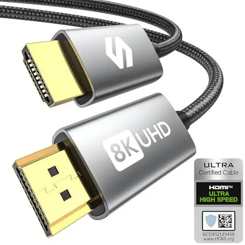 Produktbild: Silkland 8K HDMI 2.1 Kabel 7.6m, Zertifiziertes HDMI® Kabel 4K@144Hz/120Hz 8K@60Hz, eARC, HDR10, Dolby Atmos, 48Gbps, HDCP 2.2&2.3 für HDTV/Soundbar/PS5/Blu-ray/Switch/Beamer/Laptop/Display/TV Box/PC