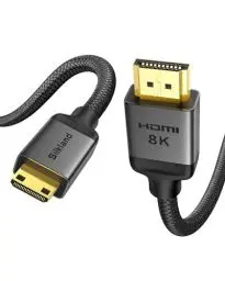 Produktbild: Silkland 8K Mini HDMI auf HDMI Kabel 2.1 3M, 8K@60Hz 4K@120Hz, 48Gbps High Speed ​​HDMI auf Mini HDMI Kabel Bidirektional HDR eARC kompatibel mit Kamera Raspberry Pi Zero Grafikkarte Tablet Projektor