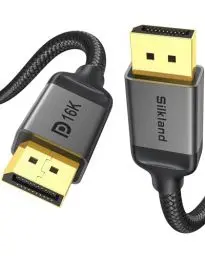 Produktbild: Silkland 16K DisplayPort Kabel 2.1/2.0 (VESA-Zertifiziert), 4K@240Hz/165Hz/144Hz, 2K@240Hz/360Hz, 8K@120Hz, HDR, G-Sync&Free-Sync, DSC1.2, 40Gbps, DP 2.1 Kabel 2m für Gaming Monitor, Grafikkarte, PC