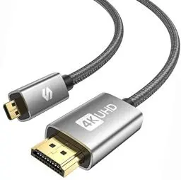 Produktbild: Silkland Micro HDMI auf HDMI Kabel 2M, 4K@60Hz, Micro HDMI Kabel Unterstützt Ethernet, 3D, HDR und ARC, Micro HDMI to HDMI Kompatibel mit GoPro Hero 9/8/7/6/5, Raspberry Pi 4, Sony Kamera A6300 A6400