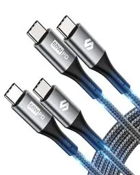 Produktbild: Silkland USB C auf USB C Kabel 1M 2Stück 3A 20V 60W, PD 3.0 & QC 4.0+, Type C Ladekabel für iPhone 15/Pro/Pro Max/Plus, Samsung S24/S24 Ultra/S23/S22/S21, iPad Pro/Air 5/Mini 6, MacBook Air/Pro, Pixel