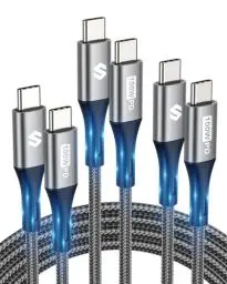 Produktbild: Silkland USB C auf USB C Kabel (3 Pack, 0.5M+1M+2M) 100W 20V/5A,USB Typ C PD Ladekabel für iPad Air, iPad Pro, iPad Mini6, MacBook Pro/Air, Samsung Galaxy S22 S21 S20 Galaxy Tab, Fire Tablets, Laptops