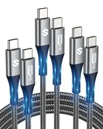 Produktbild: Silkland USB C auf USB C Kabel 60W 3Pack (50CM+1M+2M), 20V/3A PD 3.0 QC4.0 Ladekabel USB C auf USB C für iPhone 16/15 Pro Max, Samsung Galaxy S24 S23 Ultra, iPad Pro/Air/Mini6, MacBook Pro/Air, Pixel