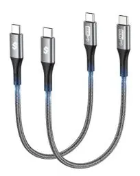 Produktbild: Silkland USB C auf USB C Kabel Kurz 2Stück 25CM 3A/20V 60W, PD 3.0 & QC 4.0+, Ladekabel für iPhone 16 15/Pro/Pro Max/Plus, Samsung S24/S24 Ultra/S23/S22/S21, iPad Pro/Air/Mini, MacBook Air/Pro, Pixel