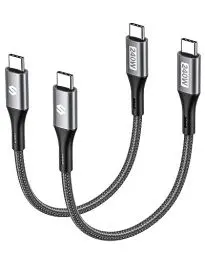 Produktbild: Silkland USB C auf USB C Kabel Kurz 2Stück 30CM 5A/48V 240W, PD 3.1 & QC 4.0+, Ladekabel für iPhone 15/Pro/Pro Max/Plus, Samsung S24 Ultra/S23/S22/S21, iPad Pro/Air 5/Mini 6, MacBook Air/Pro, Pixel