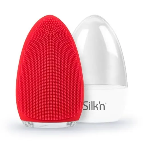 Produktbild: Silk'n Bright - Gesichtsreinigungsbürste aus Silikon, hygienische Tiefenreinigung, sanftes Peeling und Massage, wasserfest, wiederaufladbar - Rot