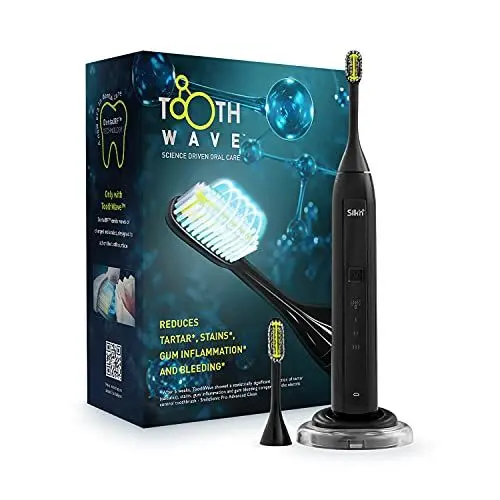 Produktbild: Silk'n Toothwave Elektrische Zahnbürste - Technologie gegen Verfärbungen und Zahnstein - 48.000 Vibrationen p.m. - Schwarz TW1PE1Z001