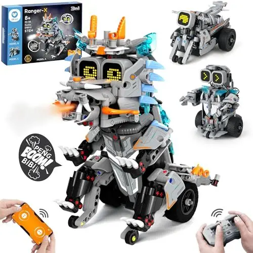 Produktbild: Sillbird Technik Roboter Kinder für Jungen, 5 in 1 Drache/Roboter/Motorrad Programmierbares Bauspielzeug mit Ferngesteuert & App，Kreatives Geschenk für Kinder ab 8+ Jungen Mädchen (646 Stück)