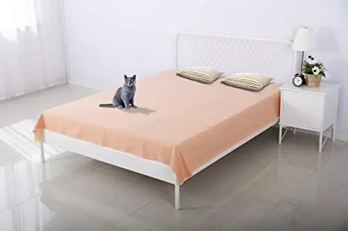 Produktbild: Wasserdichte Bettschutzauflage (229 x 140 cm·· Pfirsich) – Weiche, dünne und beidseitig verwendbare Decke für Hunde, Katzen, andere Haustiere·· Inkontinenz, Urin, Schmutz, Tierhaare, Speichel