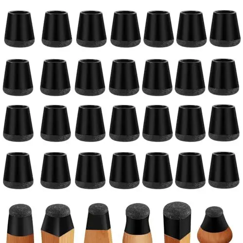 Produktbild: SILRIVES 28 Stück Schutzkappen für Stuhlbeine,Silikon Stuhlbeinkappen Runde,Stuhlbeinschoner mit Verschleißfest Filzpolstern,Filzgleiter für Stühle von Geräusche und Kratzer Beseitigen(Fit:19–25mm)