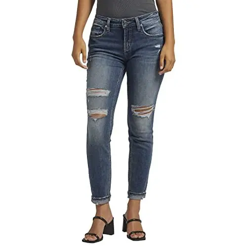 Produktbild: Silver Jeans Co. Damen Boyfriend Mid Rise Slim Leg Jeans, Med Washs Epx383, 22W x 29L