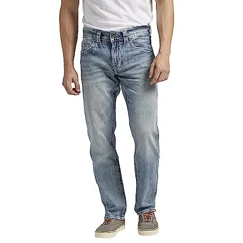 Produktbild: Silver Jeans Co. Herren Eddie Relaxed Fit Tapered Leg Jeans, Medium Indigo, 31W / 36L