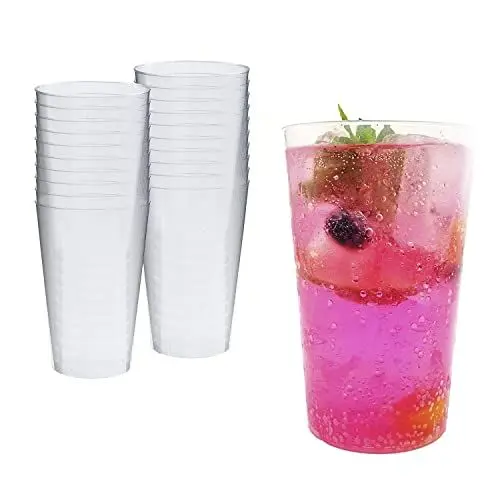 Produktbild: Silverkitchen 20x Becher Plastik 500ml klar - Plastikbecher, + 2 Extrabecher, Mehrfach nutzbar, Bruchsicher, Hartplastik Made In Germany