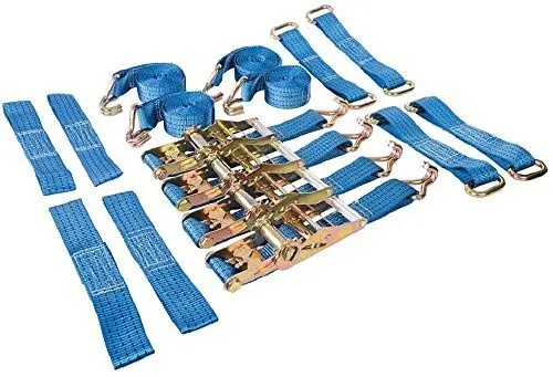 Produktbild: Silverline 911664 2000 kg Kapazität Auto Transporter Zurrgurt Spangurte Set Legierung und Stahl Rollen, blau, 3m * 320 mm