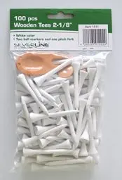 Produktbild: Silverline Golf Holz Tees 100 Stück mit 2 Ballmarkern und Pitchgabel