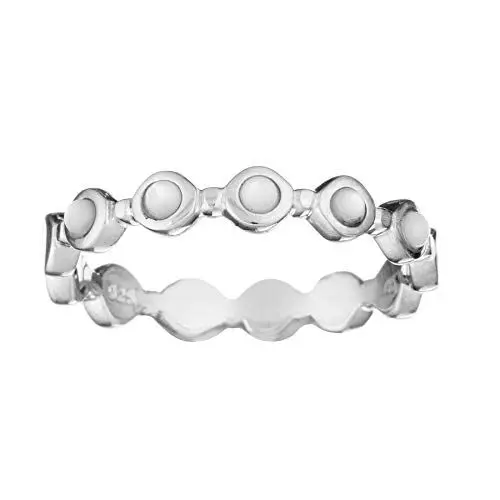 Produktbild: Silverly 925 Sterling Silber Weißen Perlmutt Schale Verlinkte Halb Eternity Stapelbare Ring