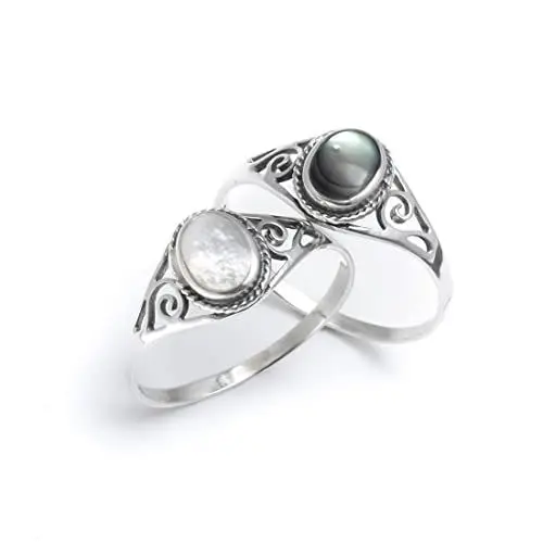 Produktbild: Silverly Frauen 925 Sterling Silber Perlmutt Shell netter Ring