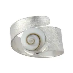 Produktbild: Silverly Frauen .925 Sterling Silber Weiß Shiva Eye Schale Spiralförmig Swirl Satin justierbare Ring