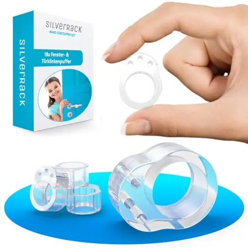 Produktbild: SilverRack® Türstopper Türklinkenpuffer Transparent (18 Stück) - Wandpuffer als perfekter Schutz für Wand und Tür - Türpuffer Wandschutz als Türstopper für Türklinken und Fenster