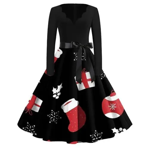 Produktbild: Silvester Outfit Damen Kleid Damen Weihnachtskleider Damen Partykleider Cocktailkleider Schneeflocke Kostüm Winterkleid Tüll Rot Weißes Kleid Wedding Guest Dress A Linien Rosa S