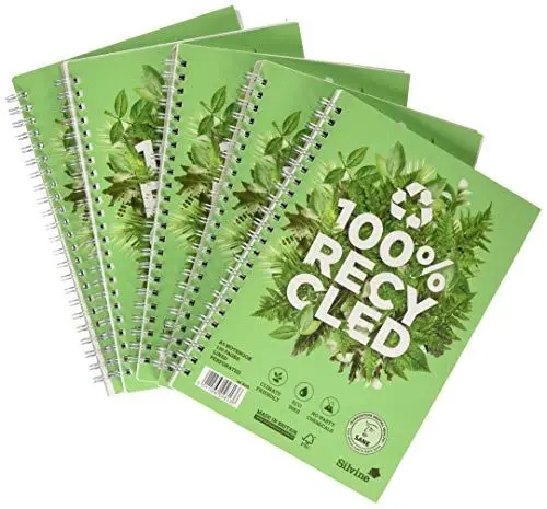 Produktbild: Silvine R103 Premium-Notizblock recycelt spiralgebunden liniert 120 Seiten 80 g/m² A5 5 Stück