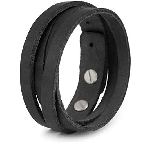 Produktbild: Simaru Lederarmband Herren aus Premium Leder Made in Germany, Männer Armband größenverstellbar in schwarz, braun oder Hellbraun (Schwarz)