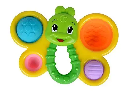 Produktbild: Simba 104010007 - ABC Lustiger Schmetterling, mit 4 weichen Ploppern in bunten Farben, 14cm, Beißring, Babyspielzeug, ab 10 Monaten