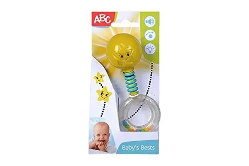 Produktbild: Simba 104010060 – ABC strahlende Light Up Rassel, leuchtet auf beim Schütteln, 14cm, Babyspielzeug, Babyrassel, Erstausstattung, ab 3 Monaten