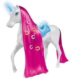 Produktbild: Steffi Love Sparkle Unicorn, Einhorn mit leuchtendem Horn und Sattel, mit Haarclips und Bürste, für 29cm Spielpuppen, Puppe Nicht enthalten, ab 3 Jahren