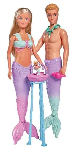 Produktbild: Simba 105733524 - Steffi Love Mermaid Family, Puppe als Schwangere Meerjungfrau mit Kevin als Meerjungmann, mit Babybett, 29cm Ankleidepuppen, Spielpuppen, für Kinder ab 3 Jahren