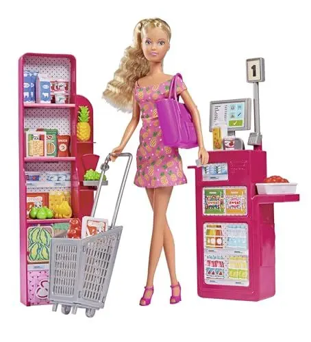 Produktbild: Simba 105733613 - Steffi Love Supermarket, Spielpuppe im Supermarkt mit Kasse, einkaufstasche und vielen Lebensmitteln, 29cm Puppe, ab 3 Jahren