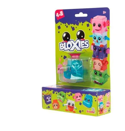 Produktbild: Simba 105952627 - Bloxies Figur (4 Stck.) - Tier-Bausteine zum Stapeln und Sammeln mit Bewegungseffekt, Spielzeug für Kinder ab 3 Jahre, Auswahl per Zufallsprinzip in Überraschungs-Verpackung