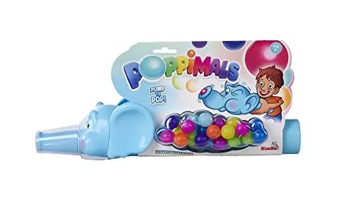 Produktbild: Poppimals Elefant Ballkanone (35 cm) - witziges Kinderspielzeug ab 3 Jahre, Blaue Kanone mit 20 bunten Bällen, mit Pumpmechanismus und Silikonrüssel