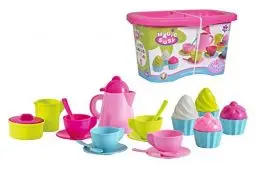 Produktbild: Simba 107102626 - Cupcake Service, 24 Teile, Sandspielzeug, Puppenküche, Kanne 13cm, Teetassen, Sandformen, Sandkuchen, ab 3 Jahren
