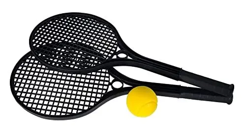 Produktbild: Simba 107404564 - Softball Tennis, schwarz, 54cm, 2 Tennisschläger, 1 Tennisball, Sportspielzeug, Outdoorspielzeug