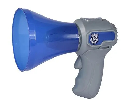 Produktbild: Simba 108101004 - Polizei Megafon, mit Stimmenverzehrer Funktion, Knopf für Sirenen Sound, 16cm, Rollenspiel, Fasching, ab 3 Jahre