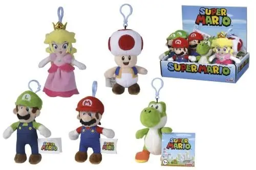 Produktbild: Simba 109231008 Super Mario Mario, Mario, Luigi, Toad, Yoshi oder Peach Plüsch Schlüsselanhänger 12,5 cm verschiedene Modelle 1 Stück