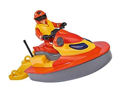 Produktbild: Simba 109251048 Feuerwehrmann Sam Juno Jet Ski, mit Elvis Figur, Sitzfläche zum Aufklappen, schwimmt auf dem Wasser, für Kinder ab 3 Jahren, mehrfarbig, 1 Size