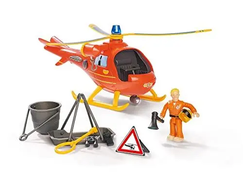 Produktbild: Simba 109252510 - Feuerwehrmann Sam Hubschrauber Wallaby mit Tom Figur, mit Originalsound, Blaulicht, Suchscheinwerfer, Seilwinde, 15cm, ab 3 Jahren