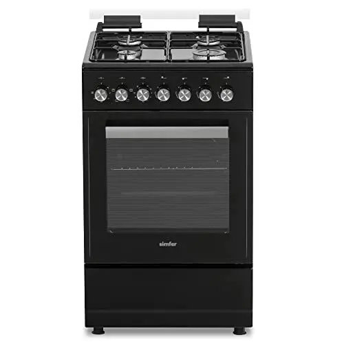 Produktbild: Simfer FS 5031-1 Schwarz, 50 cm Standherd, Gaskochfeld mit Elektro-Backofen, 48 Liter Garraum | Grillfunktion, Mechanischer Timer, Elektrische Taktfunkenzündung…